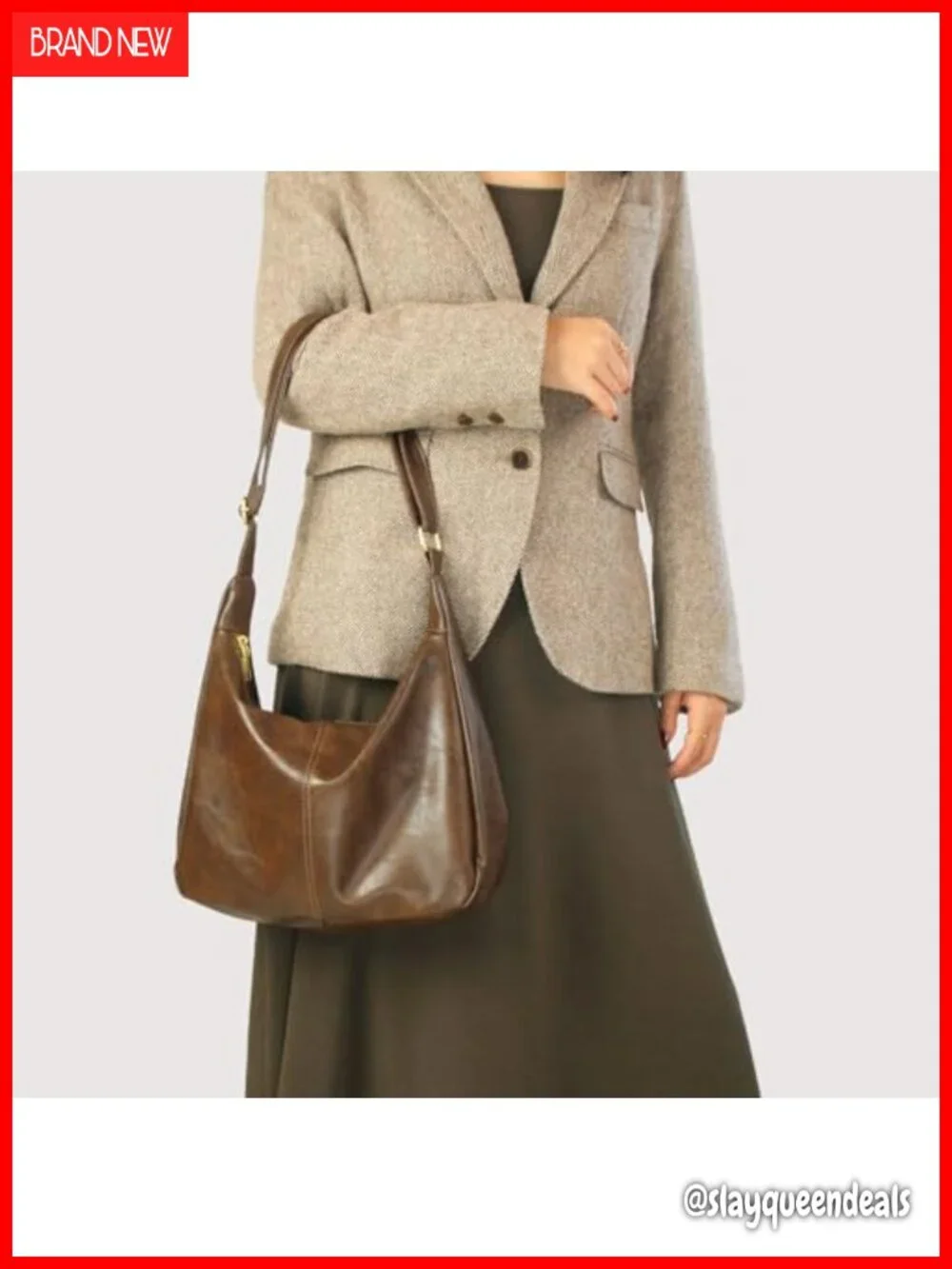 Ultra Soft Foldable Vegan Leather Crossbody Hobo Bag Shoulder Handbag Purse